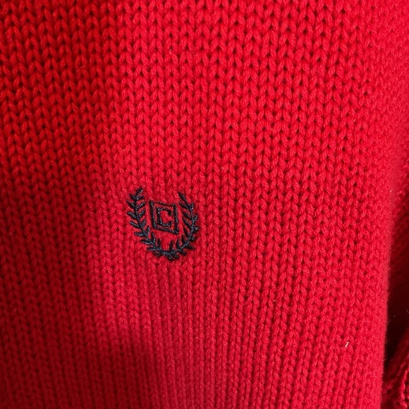 Men's Chaps Red Quarter Zip Long Sleeve Pullover Sweater Size Large - Picture 2 of 7